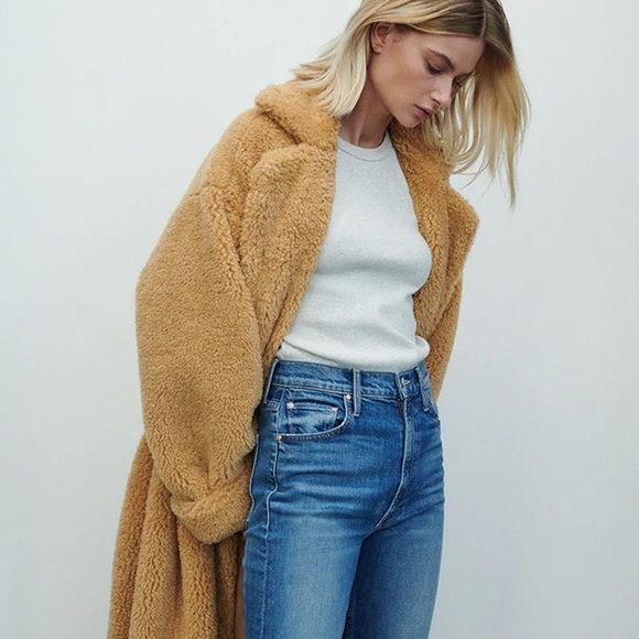 7 For All Mankind Shearling Belted Coat- Light Camel - Picture 3 of 3